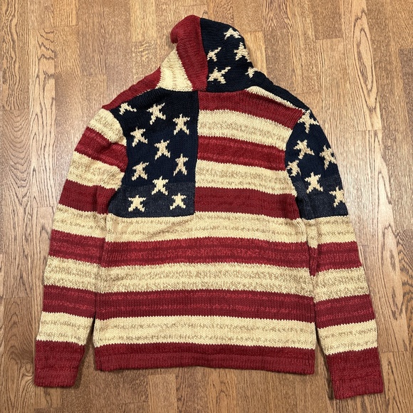 Ralph Lauren Denim & Supply USA Flag Heavyweight Shawl Cardigan Sweater Womens M - Picture 8 of 11